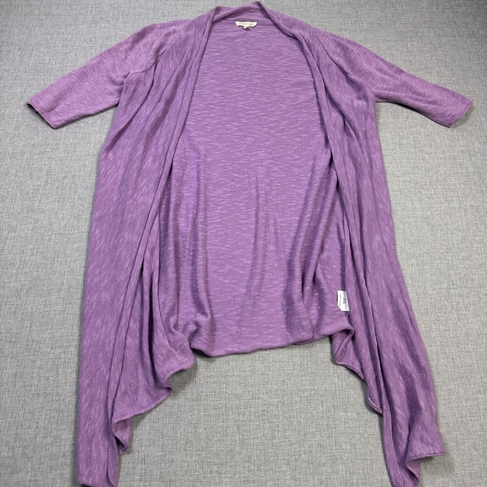 Eileen Fisher Cardigan Womens XS Purple Open Lightweight Linen Cotton Oversized